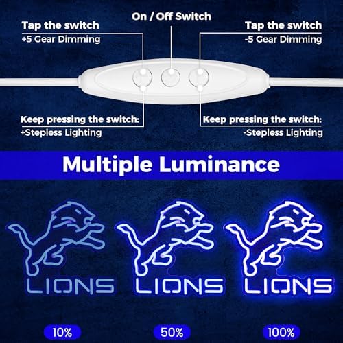 Y-Lion Football Team Neon Sign with Dimmable Light