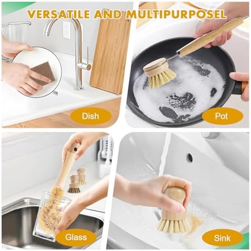 DEBETOOL 6-Piece Bamboo Dish Brush Set