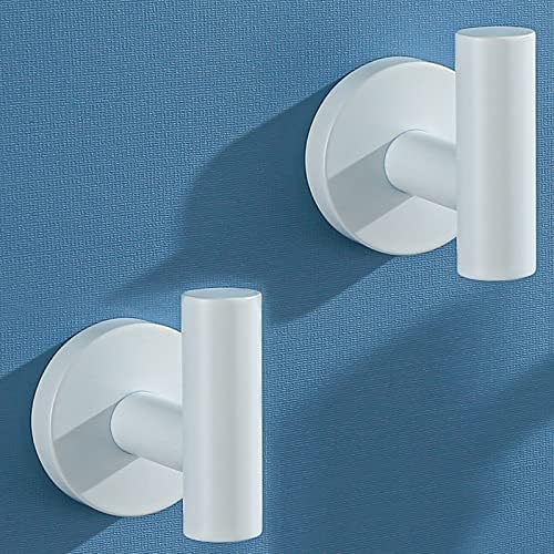 SEABEFORE White Towel Hooks 2 Count Stainless Steel