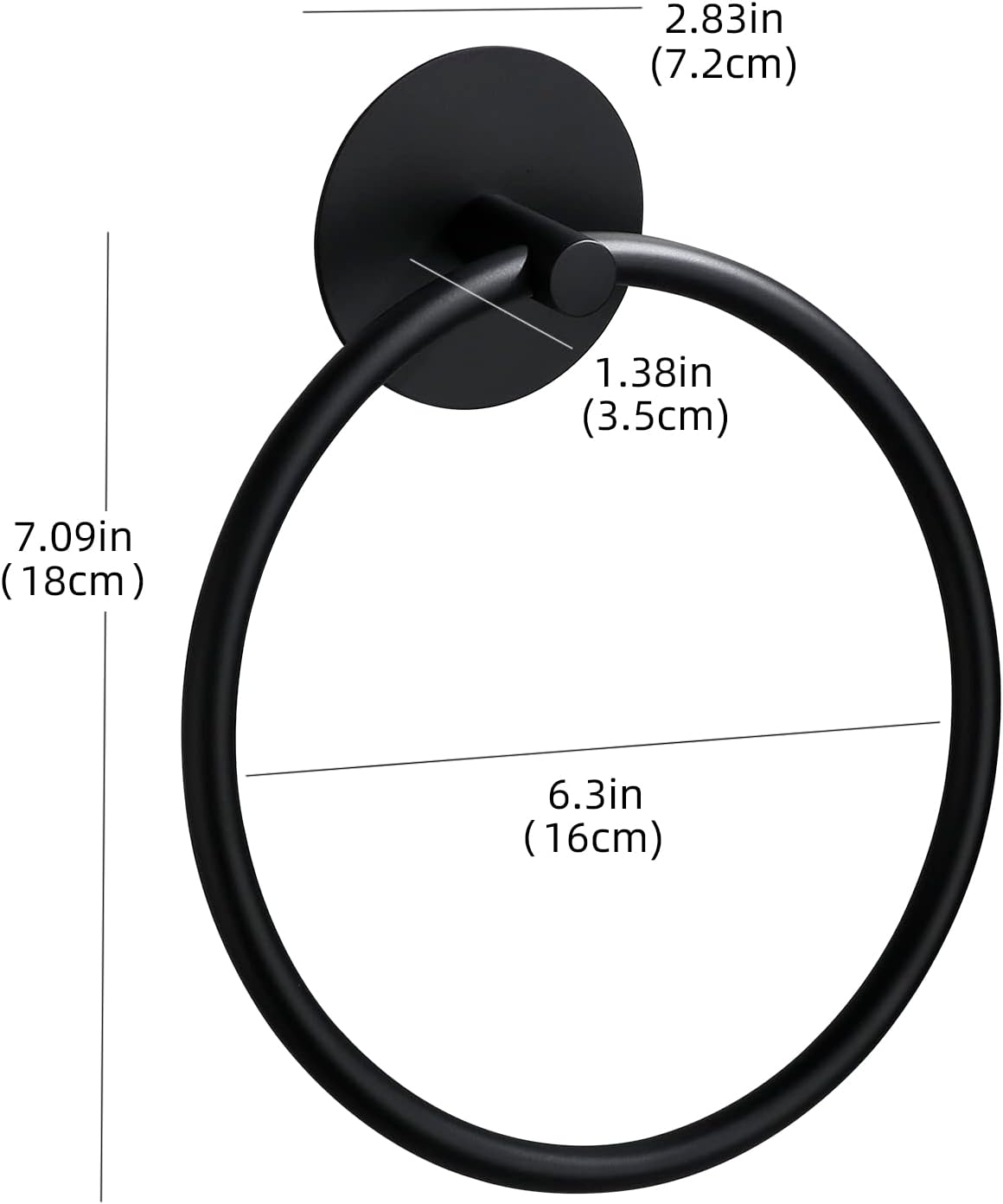 DIUDIU CAT Matte Black Towel Ring No Drilling