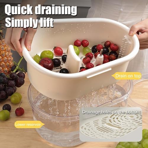 Manual Fruit Washer Spinner with Brush for Kitchen