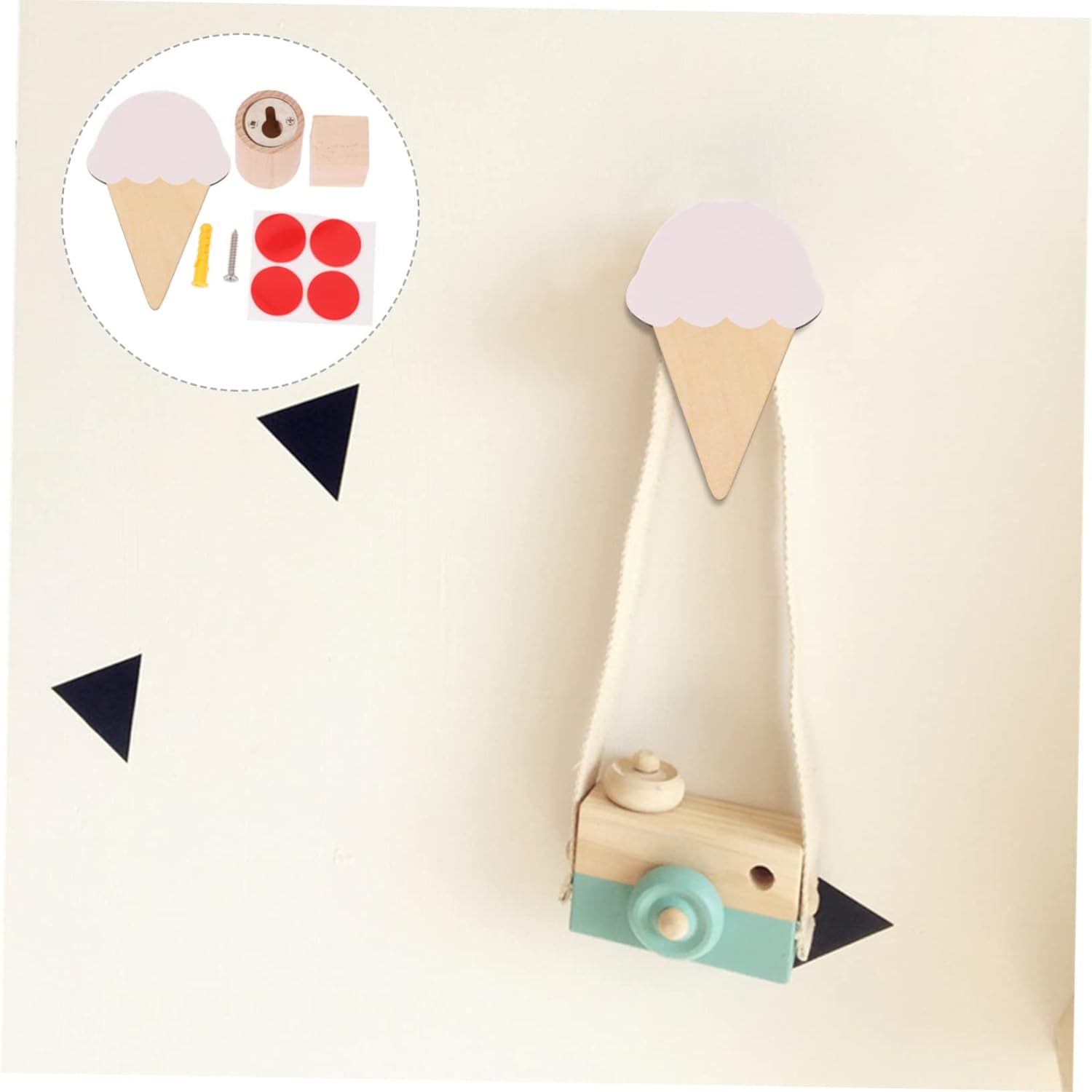 GLEAVI Cartoon Ice Cream Wall Hooks for Kids Bedroom and Bathroom