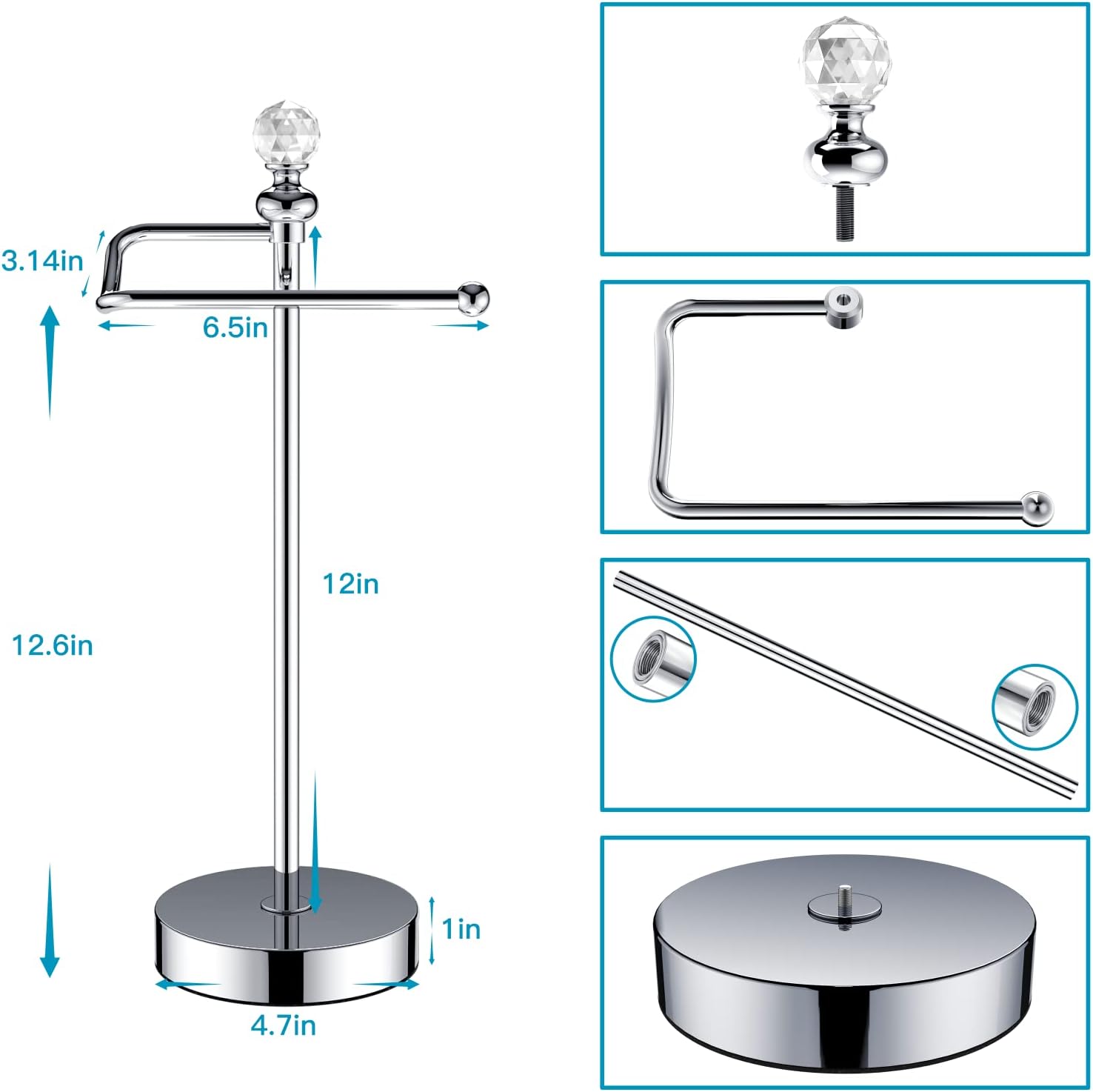 ROLABAM Bath Towel Holder Standing 2 Pack