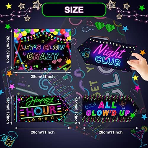 Gueevin 20 Pcs Glow in The Dark Party Decor Signs