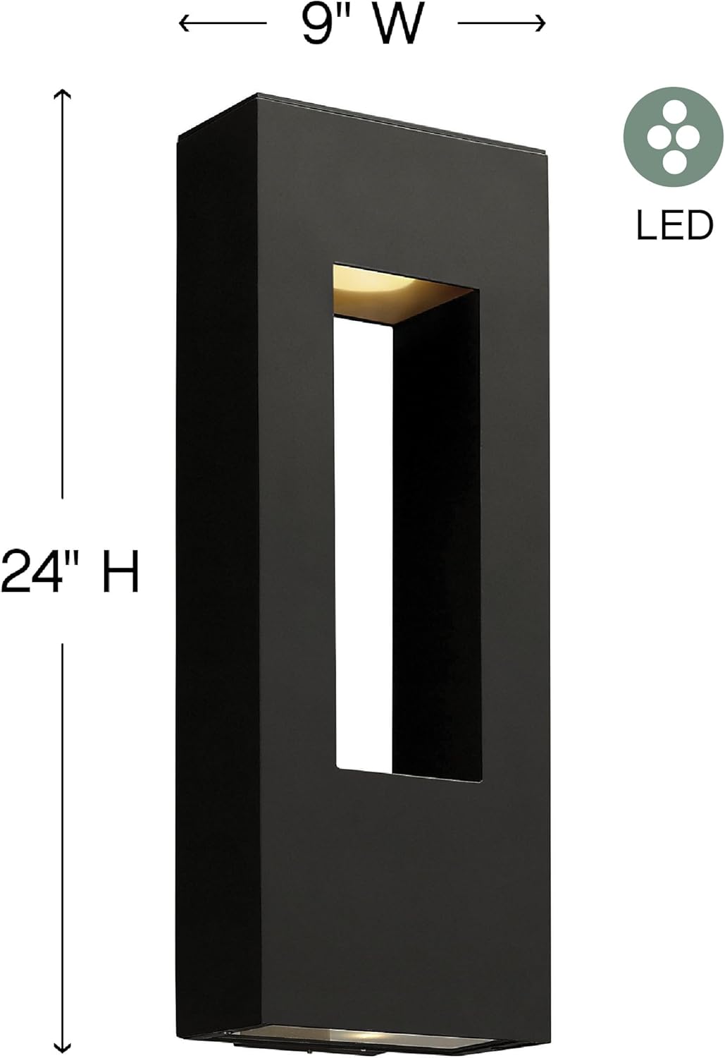 Hinkley Atlantis Large Wall Mount Outdoor Lantern - Satin Black Finish
