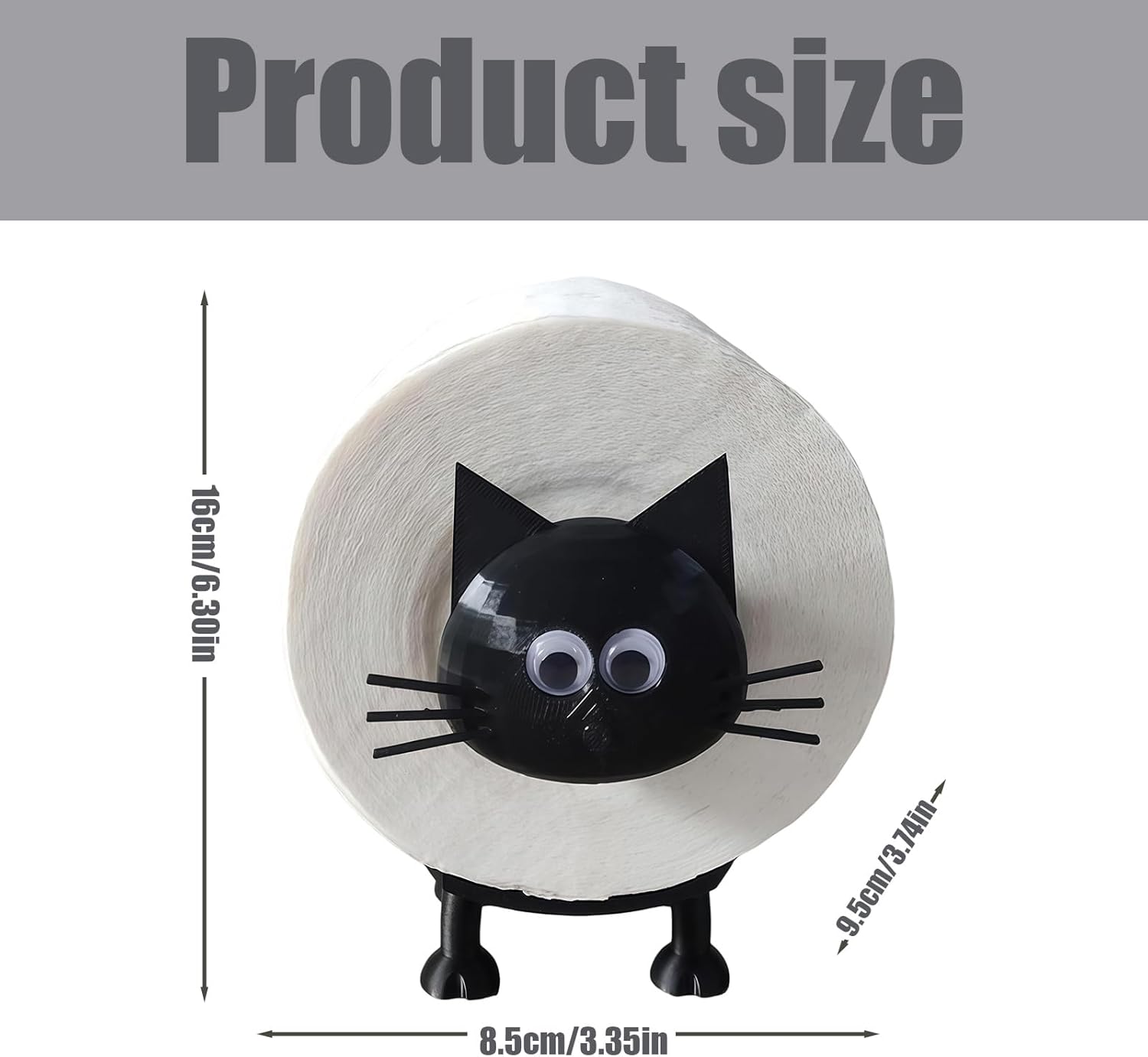 Cute Black Cat Toilet Paper Holder - 4D Printed Decor