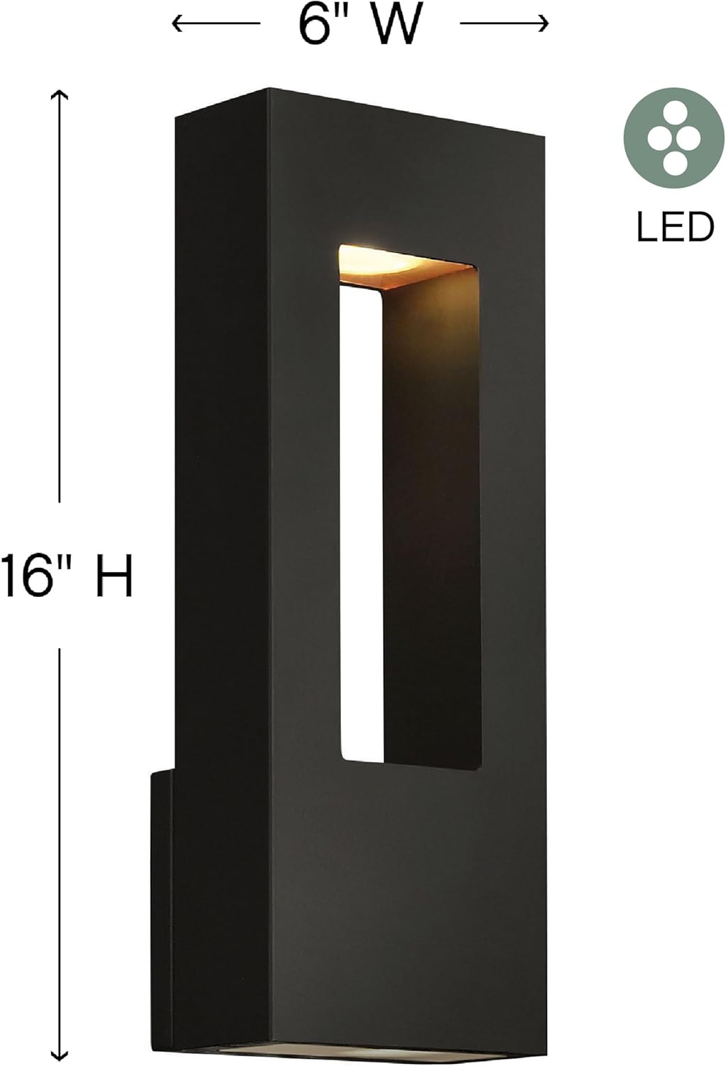 Hinkley Atlantis 1648SKLED Wall Lantern - Satin Black Dimmable Dark Sky Compliant
