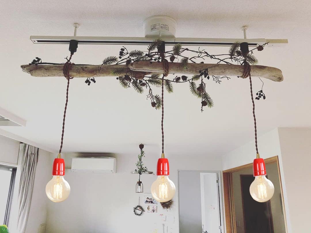 KAYYELAMP Red E26 Ceramic Base Mini Pendant Light Fixture Set of Three