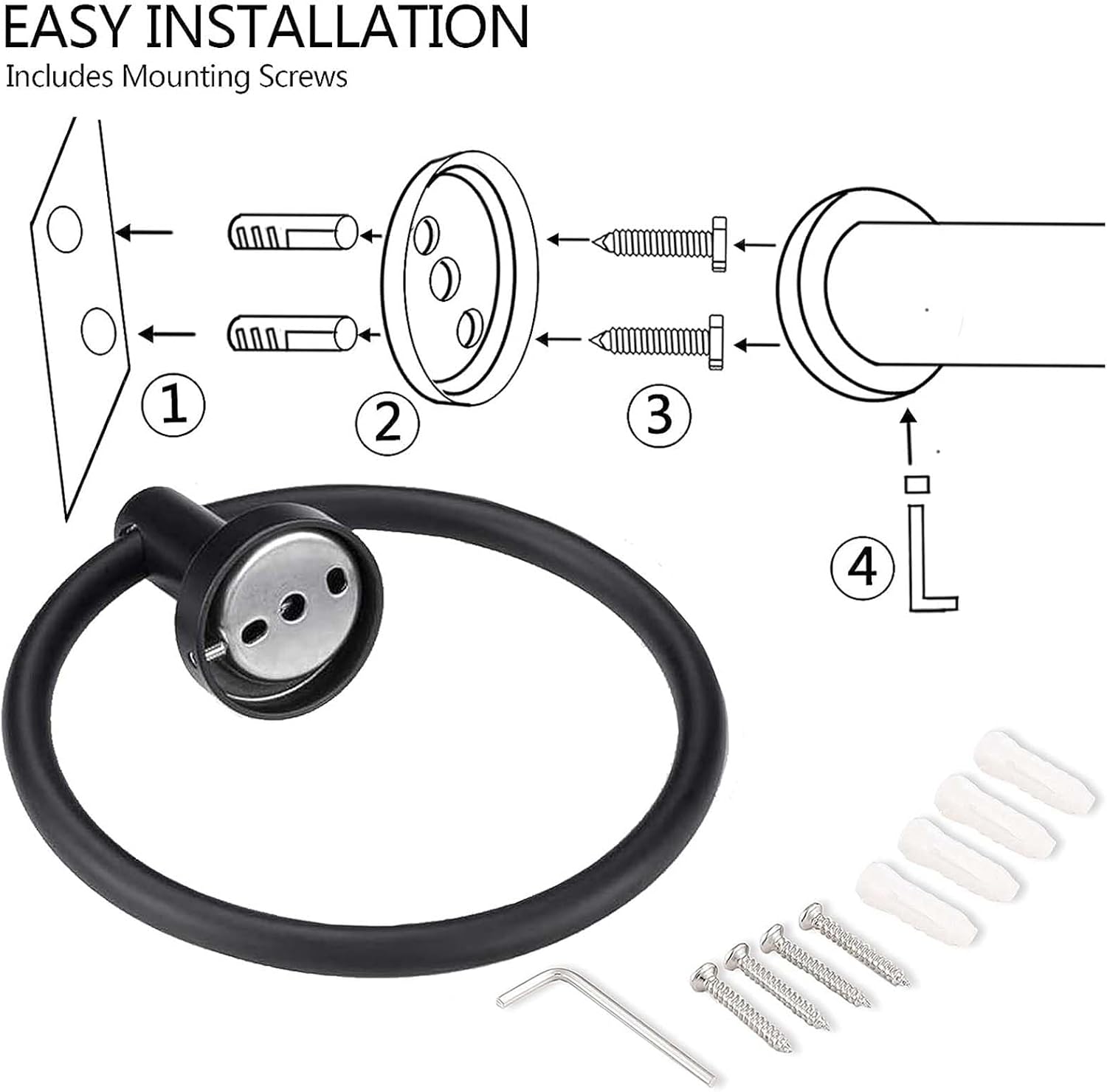 Matte Black Towel Ring and Paper Holder Set