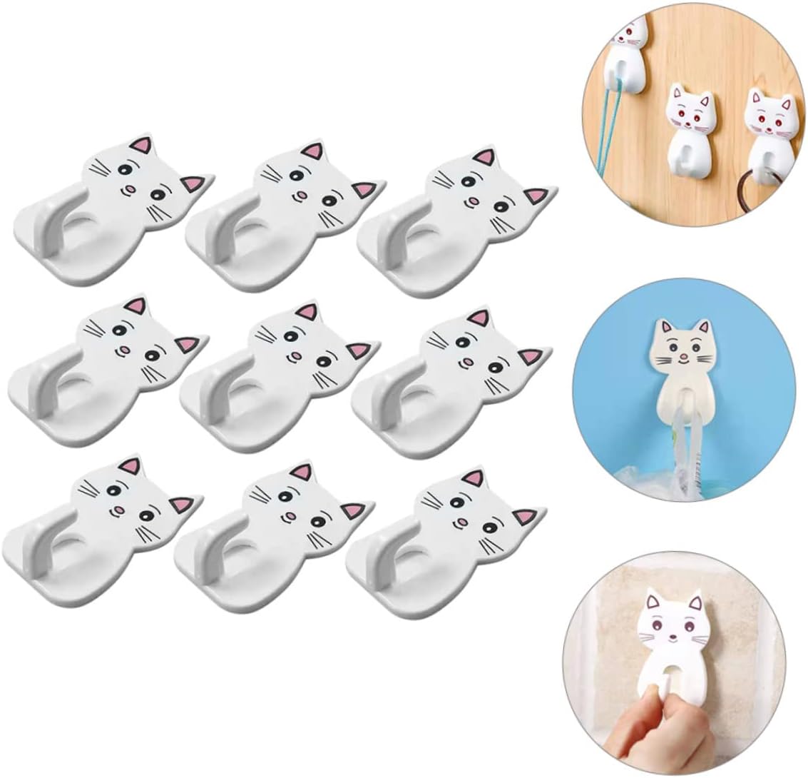 BUGUUYO 9PCS Cat Towel Hooks for Bathroom Storage