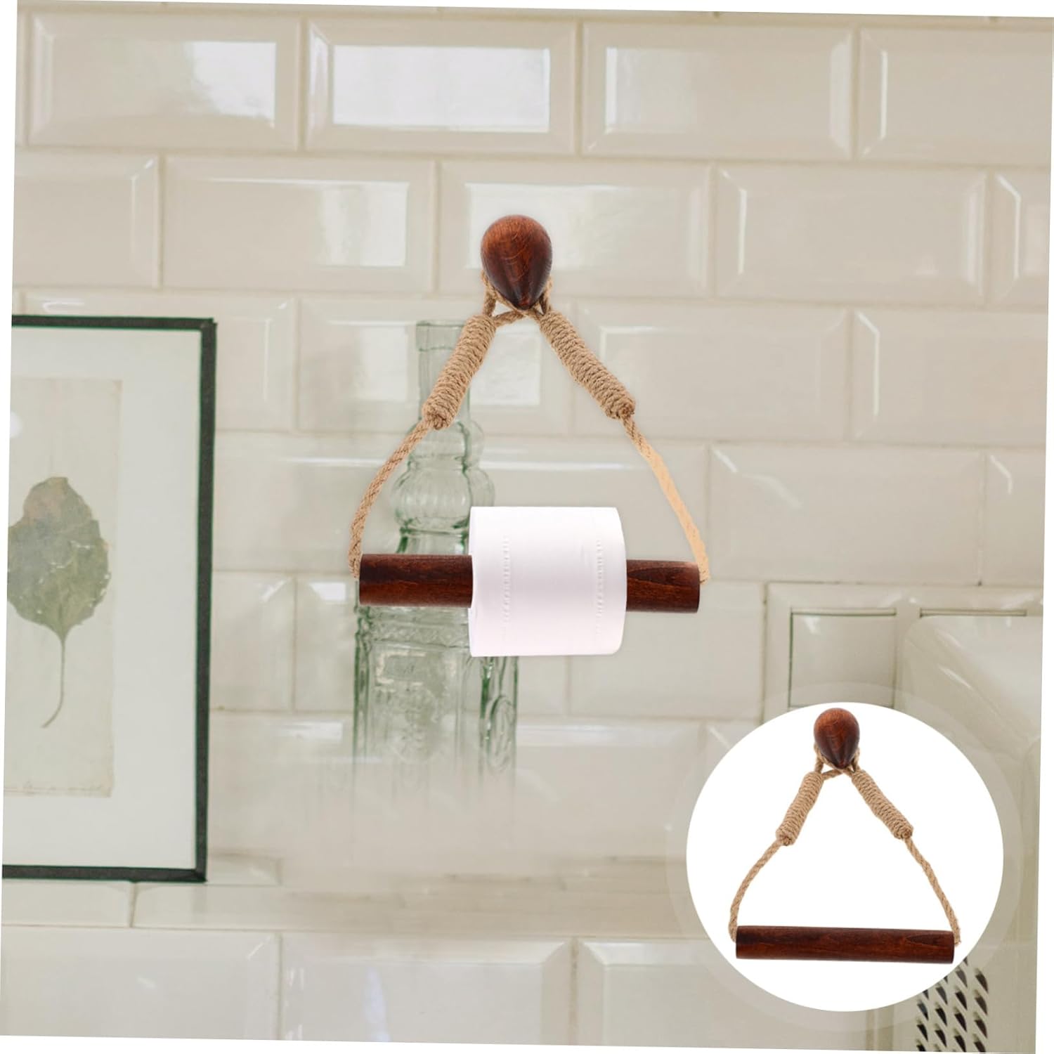 Homoyoyo Wall Mounted Toilet Paper Holder with Walnut Design 1
