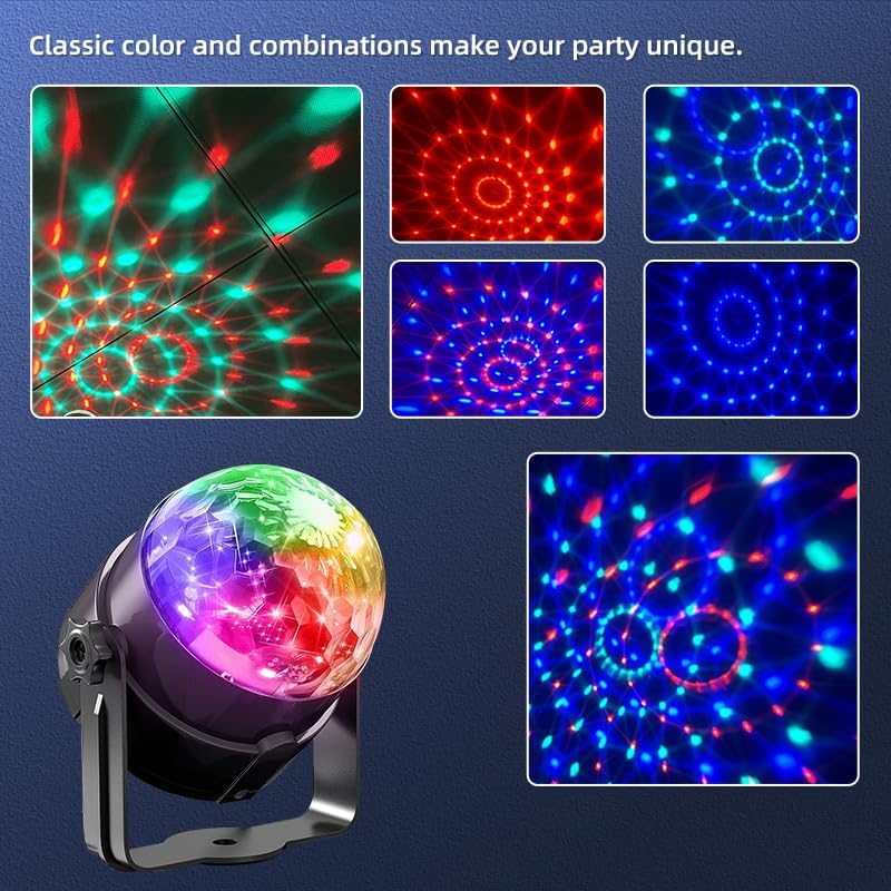 Yiixuyo 3-Pack Sound Activated Party Lights with Remote Control