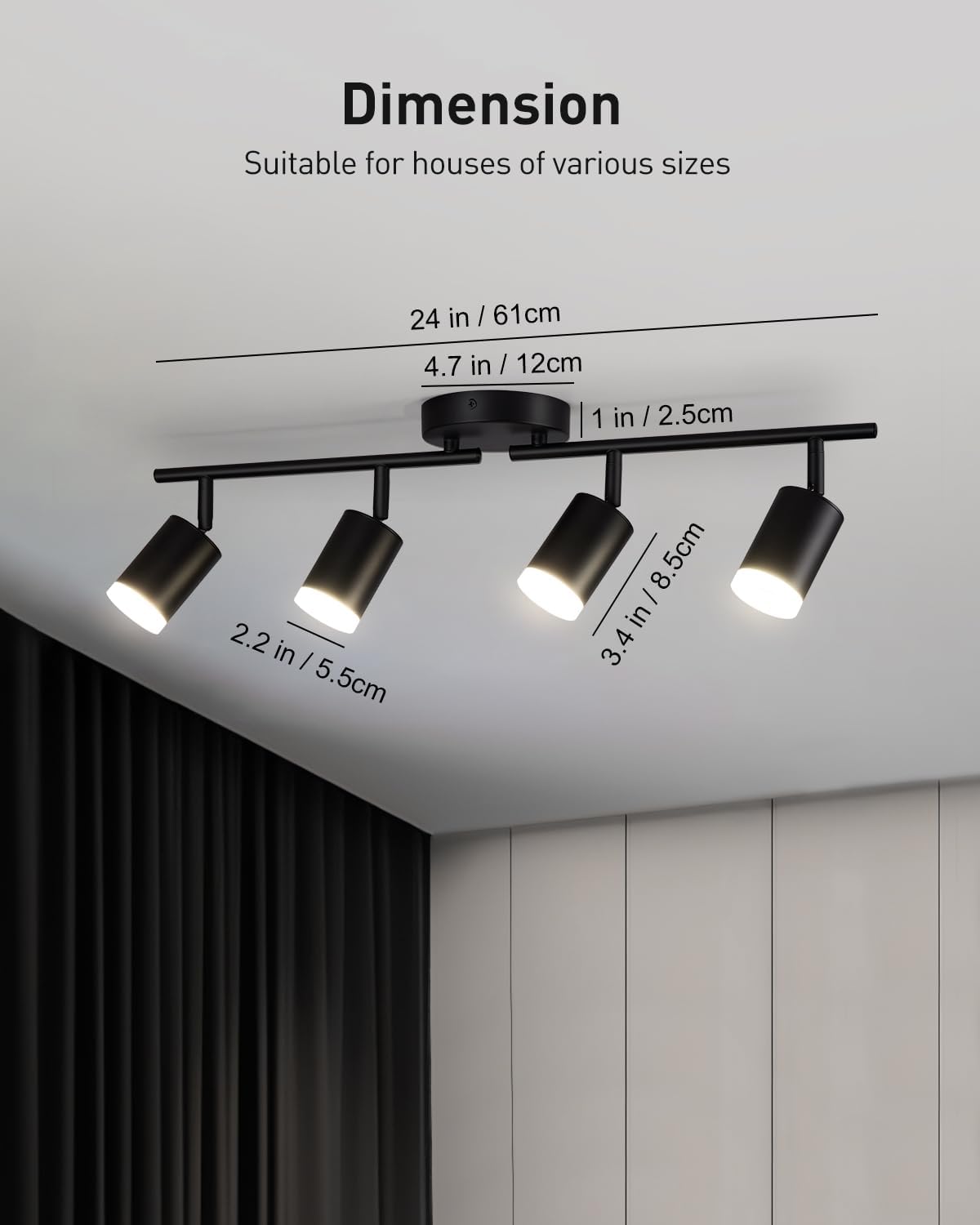 Bojim 4 Light LED Track Lighting Kit Ceiling