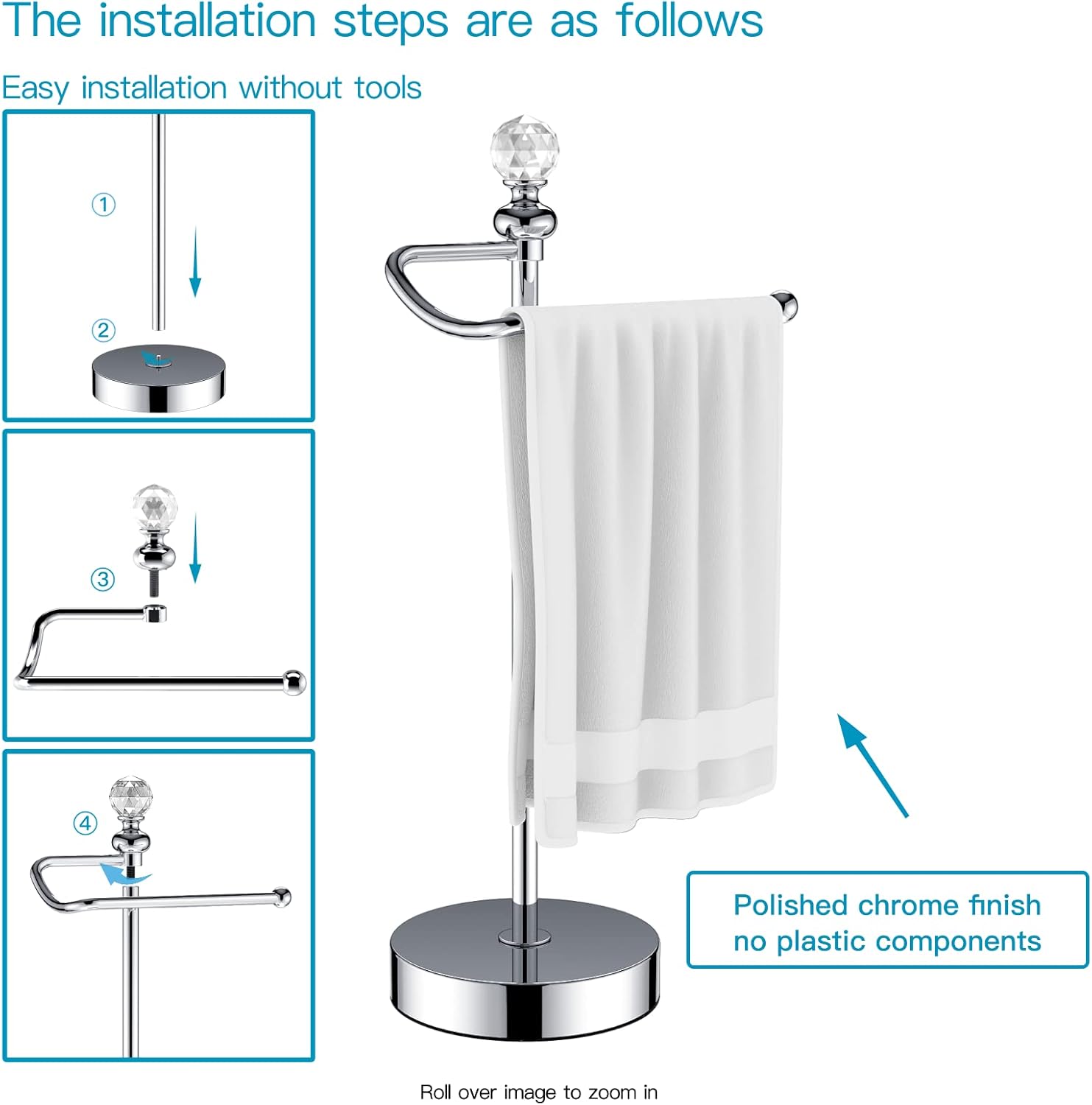 ROLABAM Bath Towel Holder Standing 2 Pack