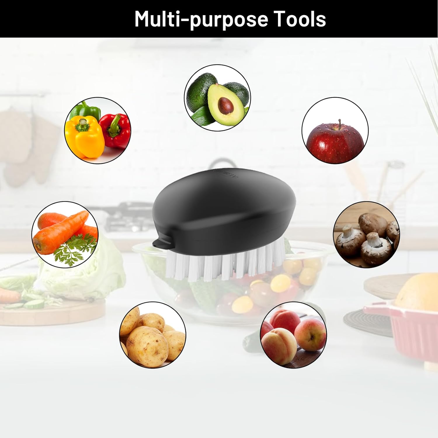 AISHUJIE 2 Pcs Vegetable Brush with Non-Slip Grip