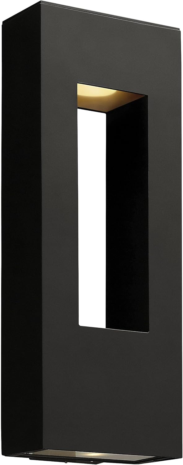 Hinkley Atlantis Large Wall Mount Outdoor Lantern - Satin Black Finish