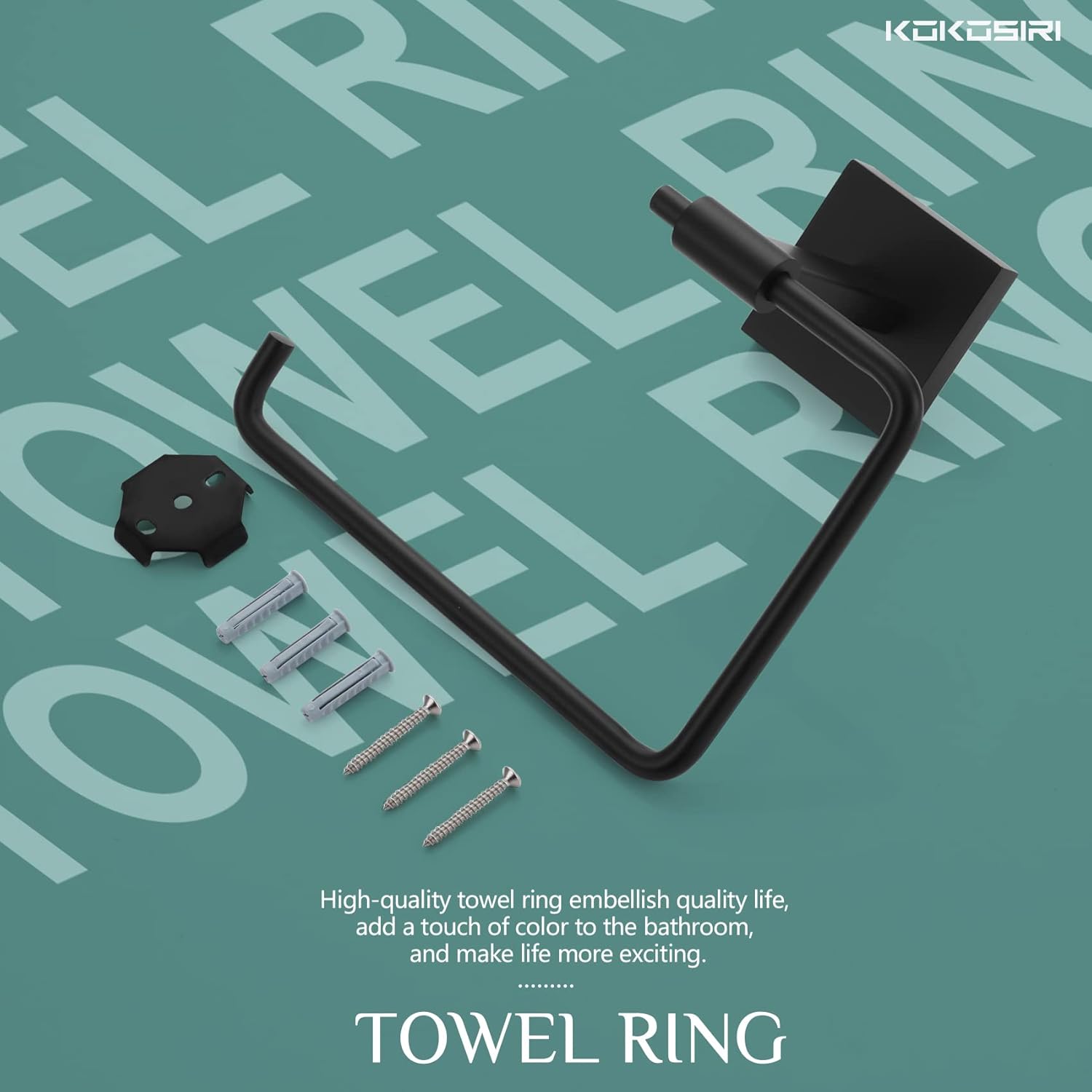 KOKOSIRI Matte Black Towel Ring B3007BK 1