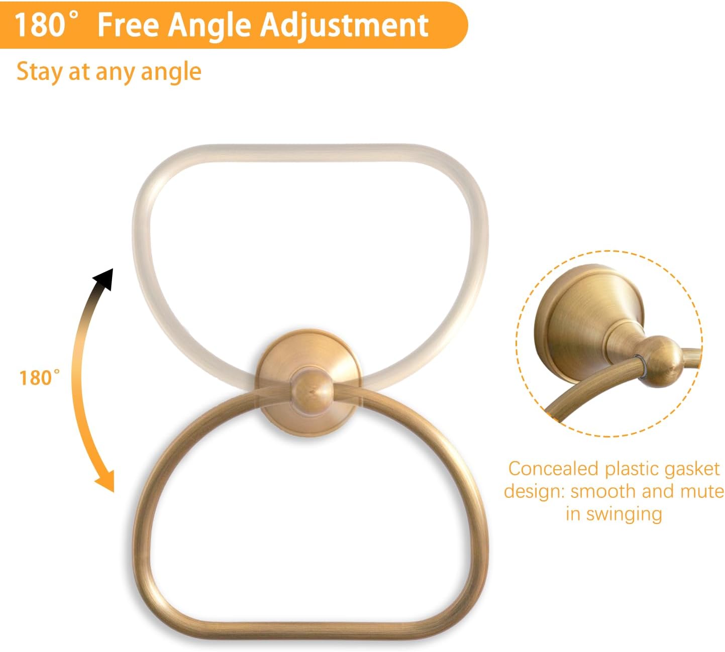 Celbon Semi-Circular Towel Ring - Antique Brass Wall Mount