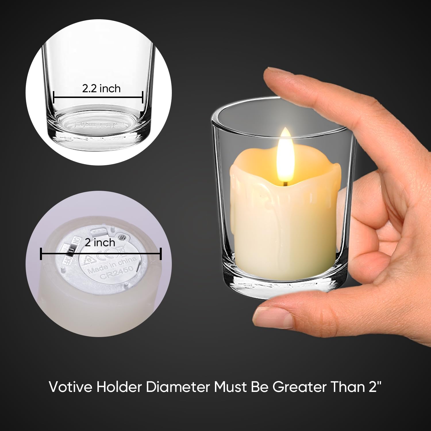 Homemory Flameless Votive Candles with Timer - Set of 6
