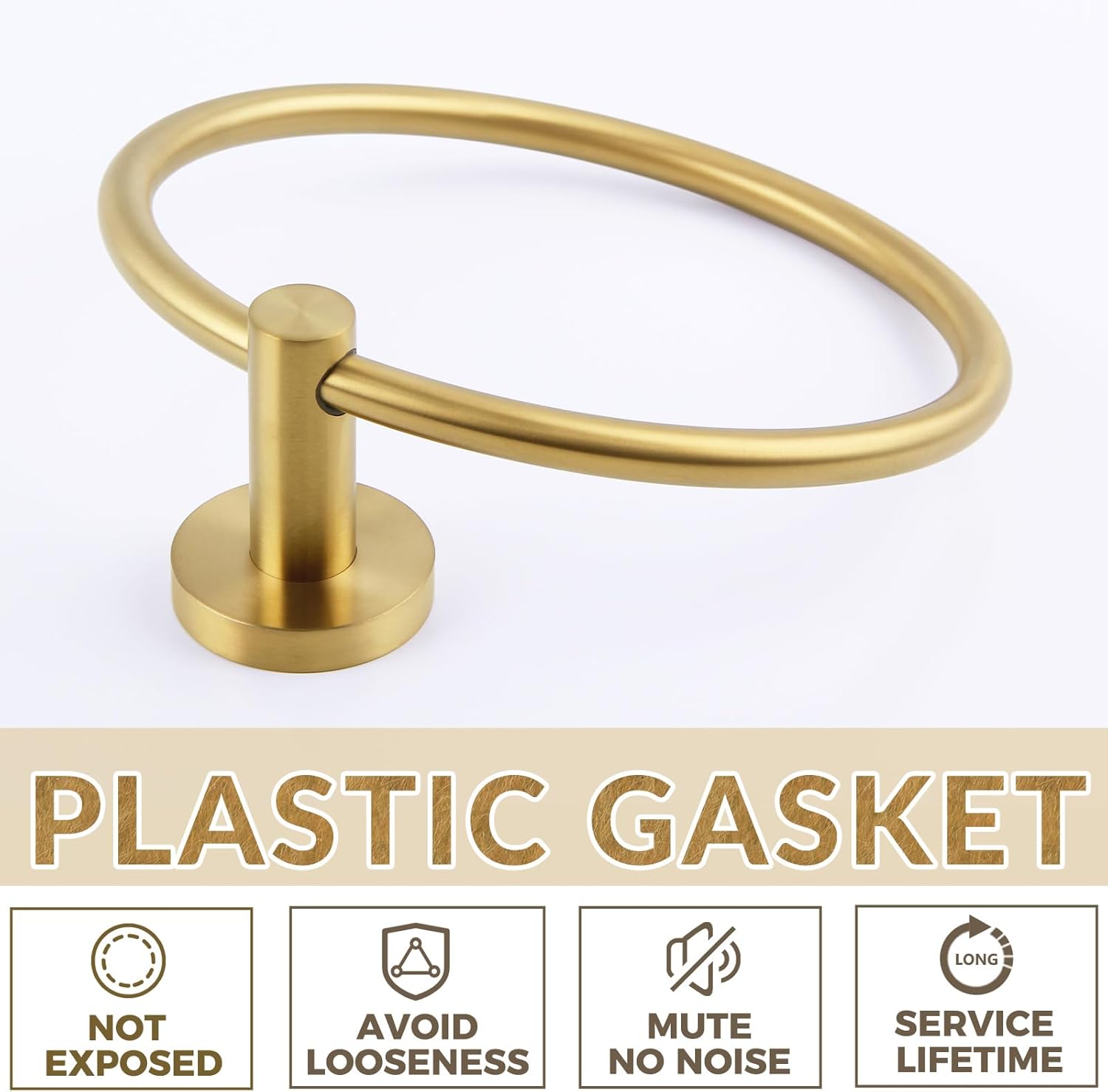 APLusee Brushed Gold Towel Ring for Bathroom Wall 1