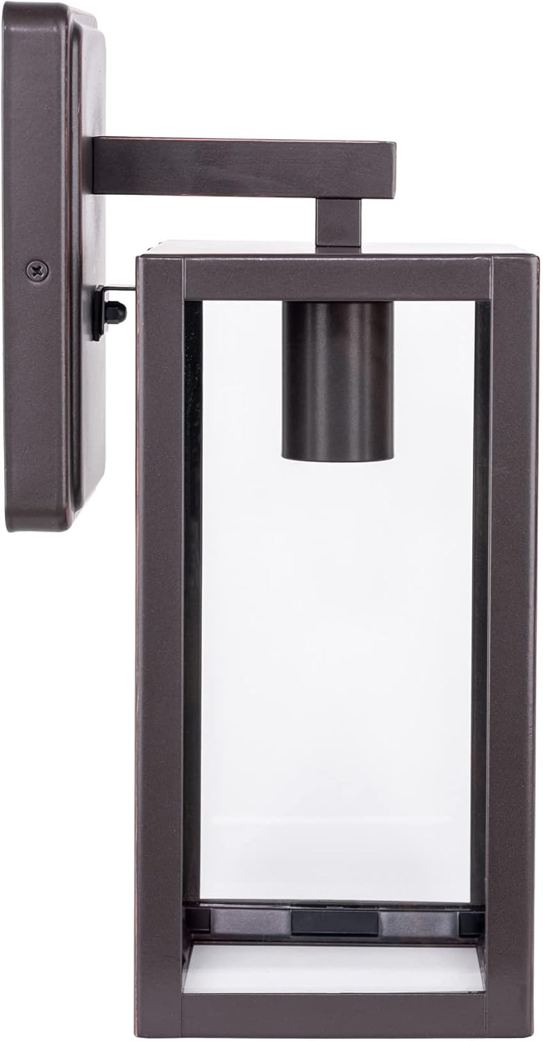 LIT-PaTH 2-Pack Wall Lantern with E26 Base Glass Shade
