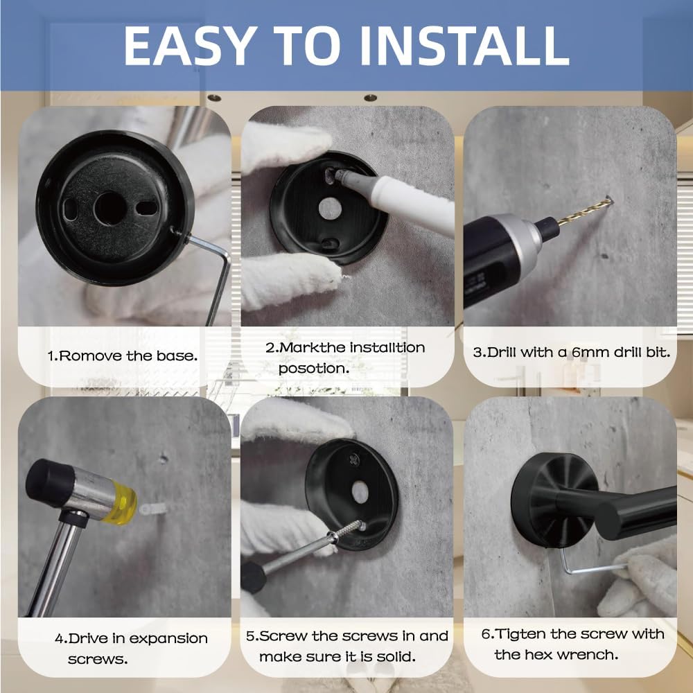 7-Piece Brushed Black Bathroom Hardware Set