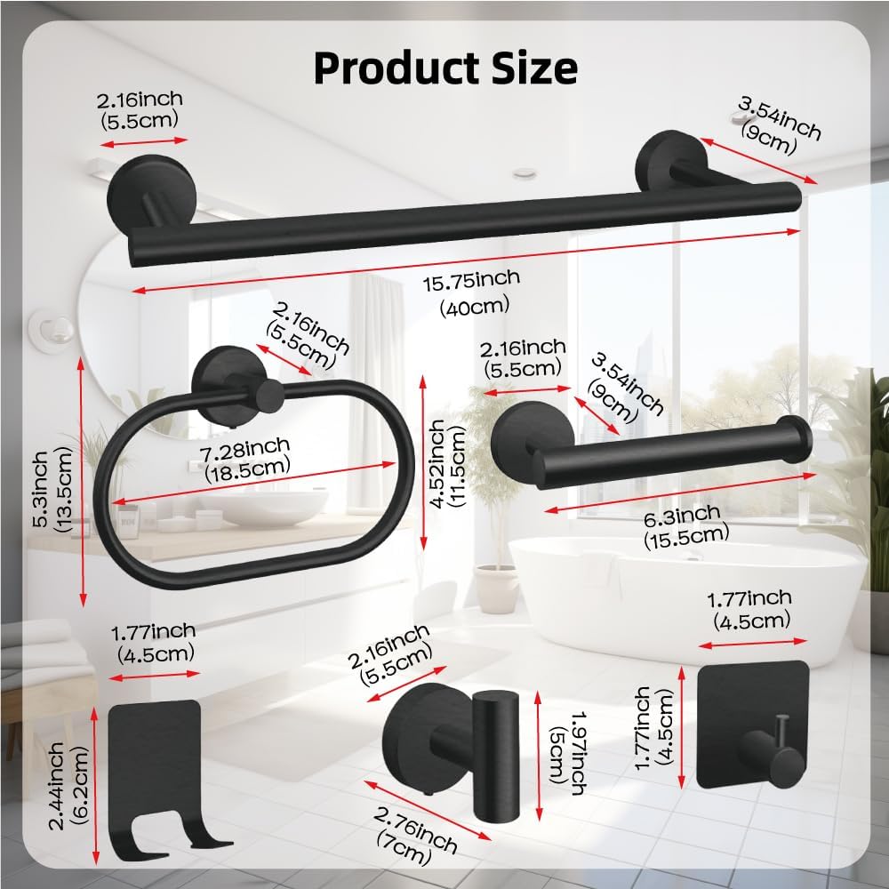 7-Piece Brushed Black Bathroom Hardware Set