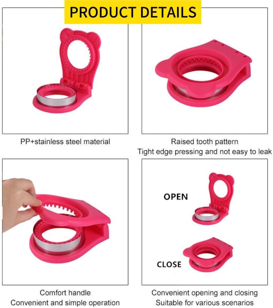 CHICHAUS Uncrustable Sandwich Maker with 37 Inch Circle Cutter and Sealer Rose Red
