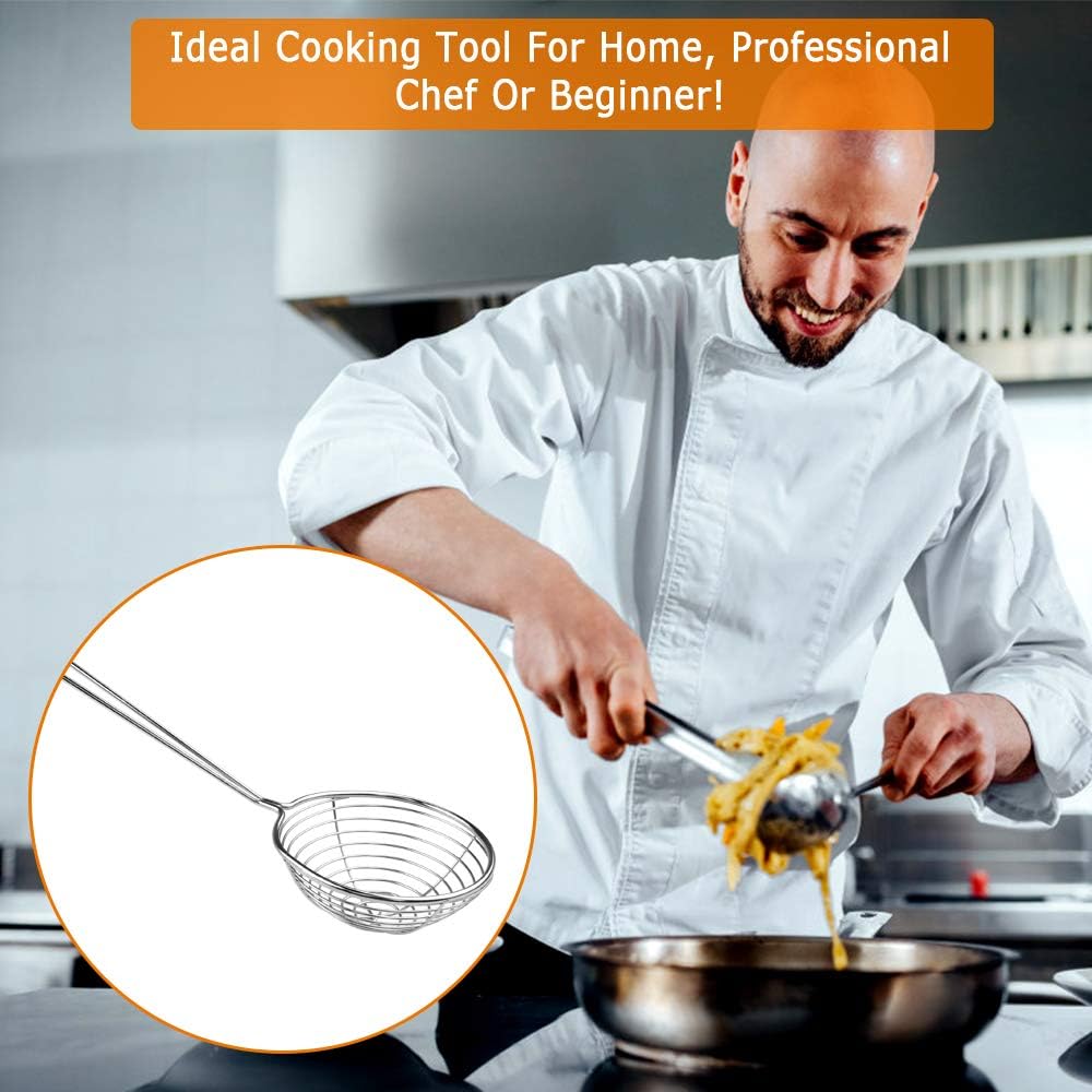Heqishun 8-Piece Stainless Steel Skimmer Colander with Long Handle