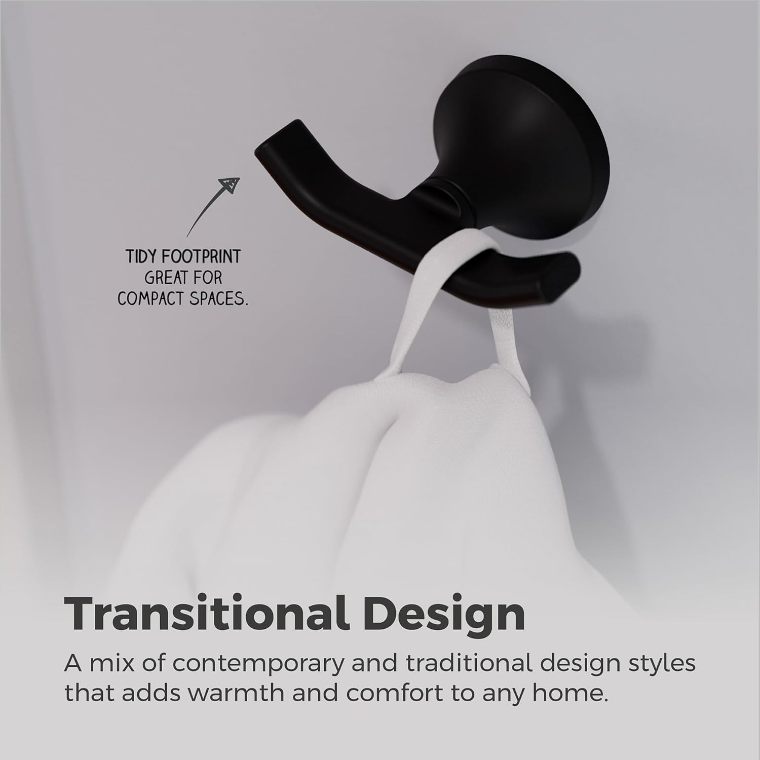 Pfister Vedra Towel Hook Matte Black Wall-Mounted