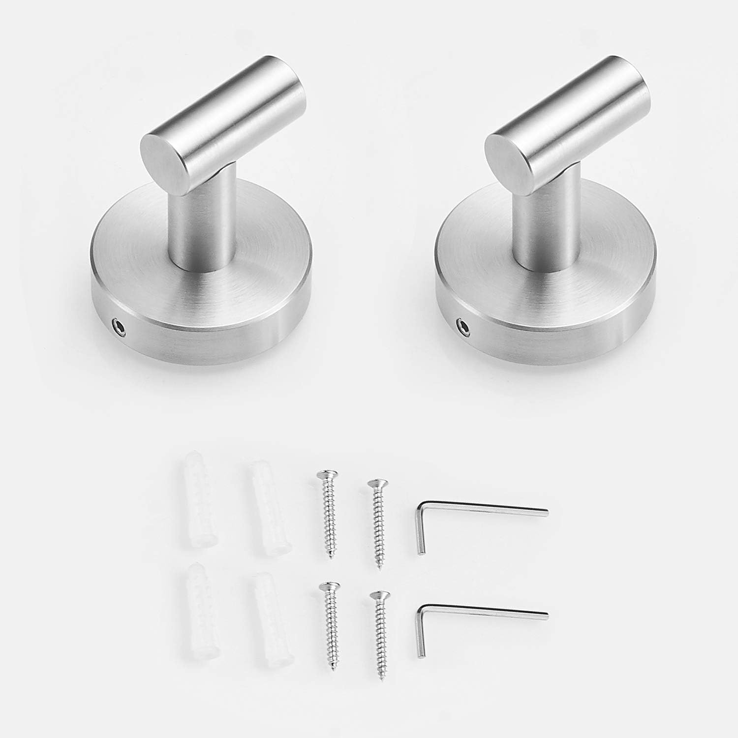 POKIM 2 Pack Brushed Nickel Towel Hooks