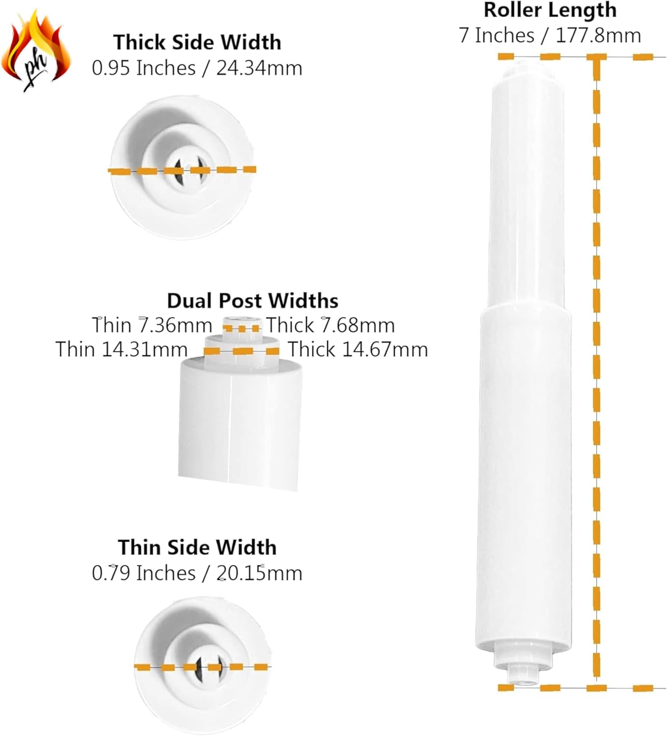 Toilet Paper Holder Replacement Rod 2 Pack