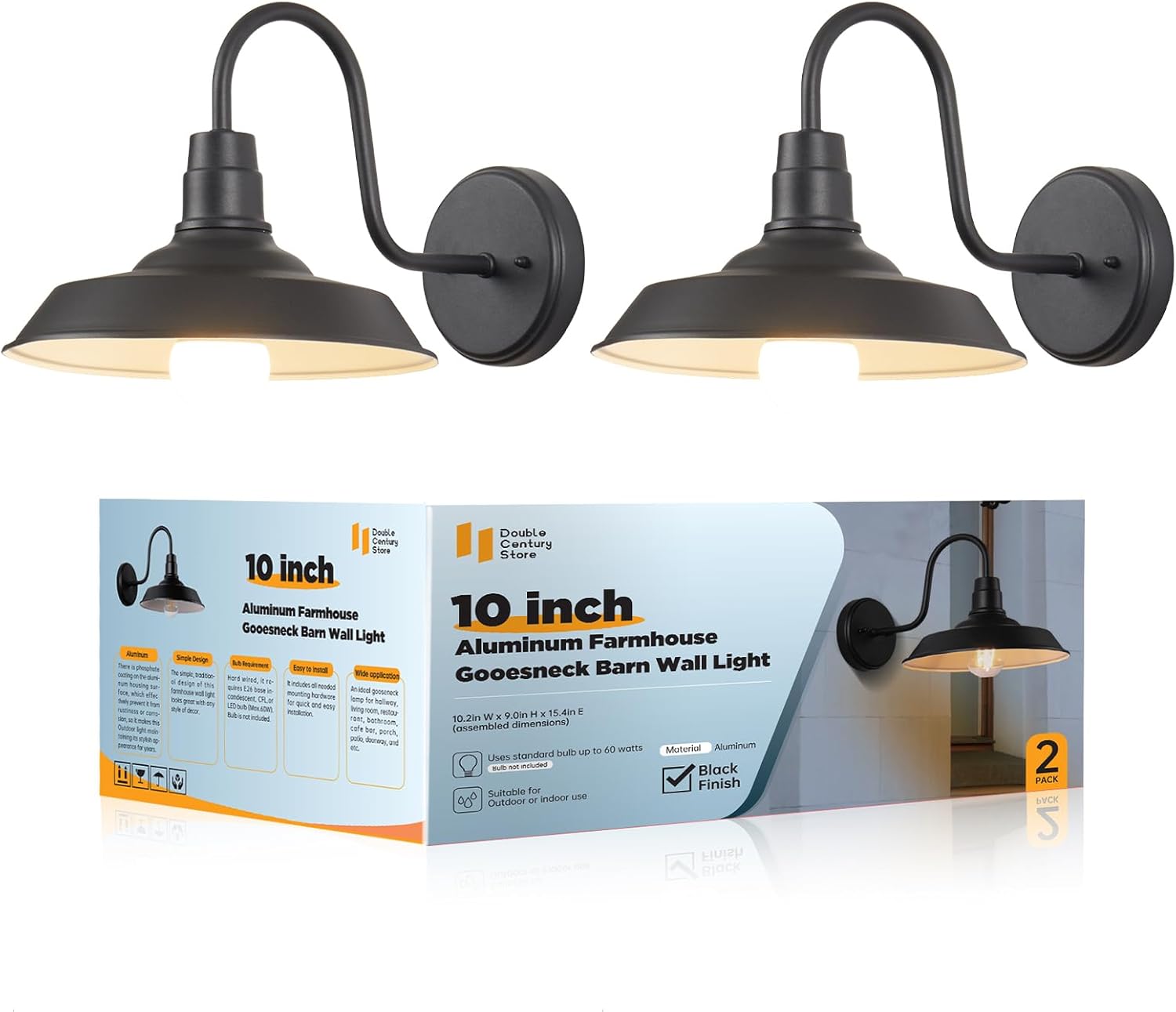 Double Century 2-Pack Barn Lights Outdoor Wall Fixtures