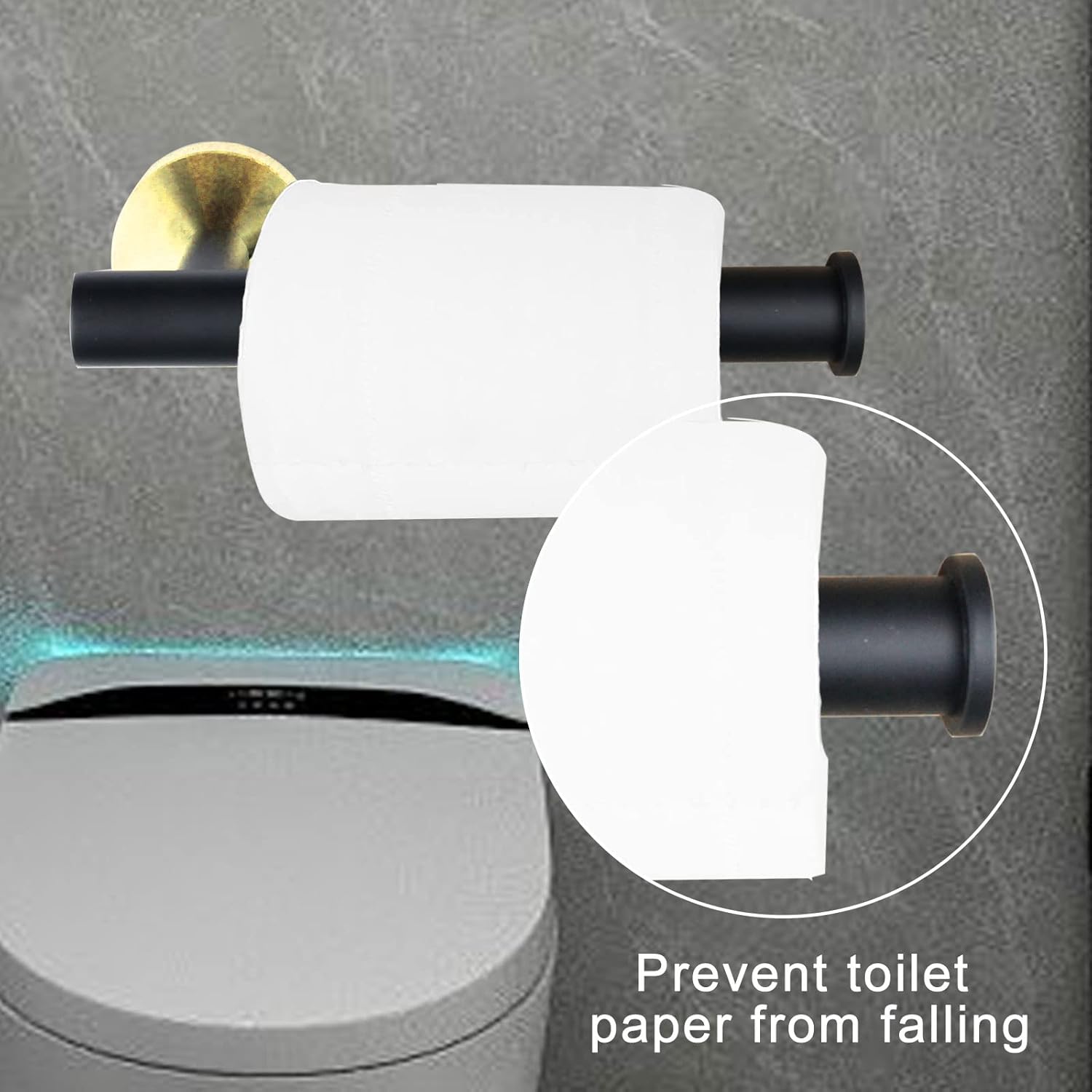 Cilee Black and Gold Toilet Paper Holder with Bracket