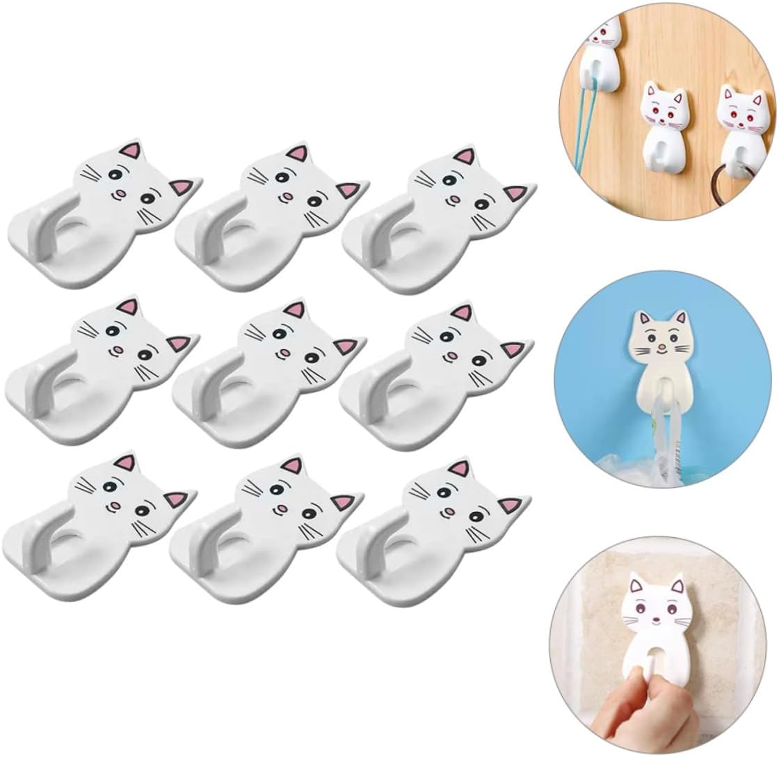 DECHOUS 9pcs Adorable Cat Wall Hooks for Bathroom