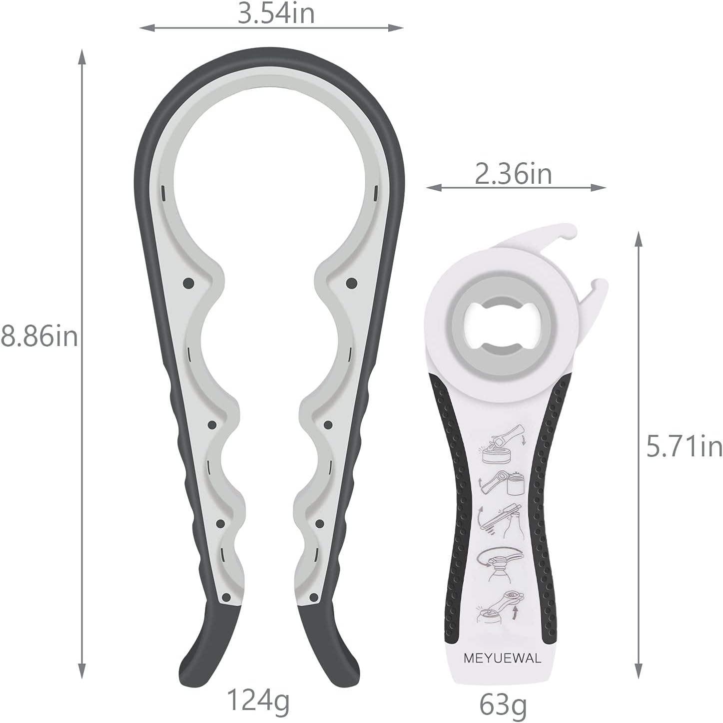 MEYUEWAL 5 in 1 Jar Opener Bottle Opener Kit White