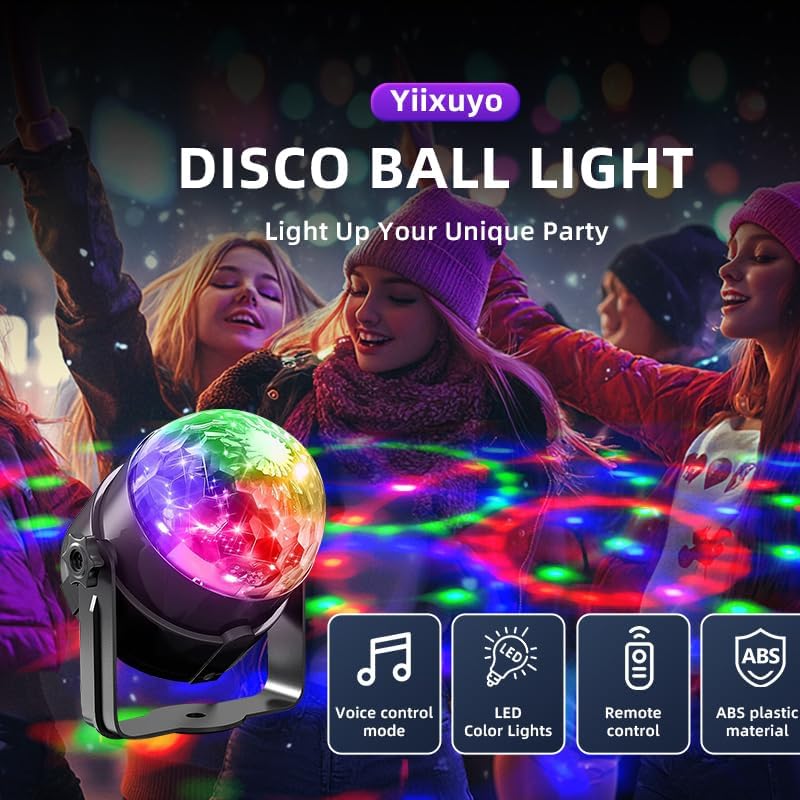 Yiixuyo 3-Pack Sound Activated Party Lights with Remote Control