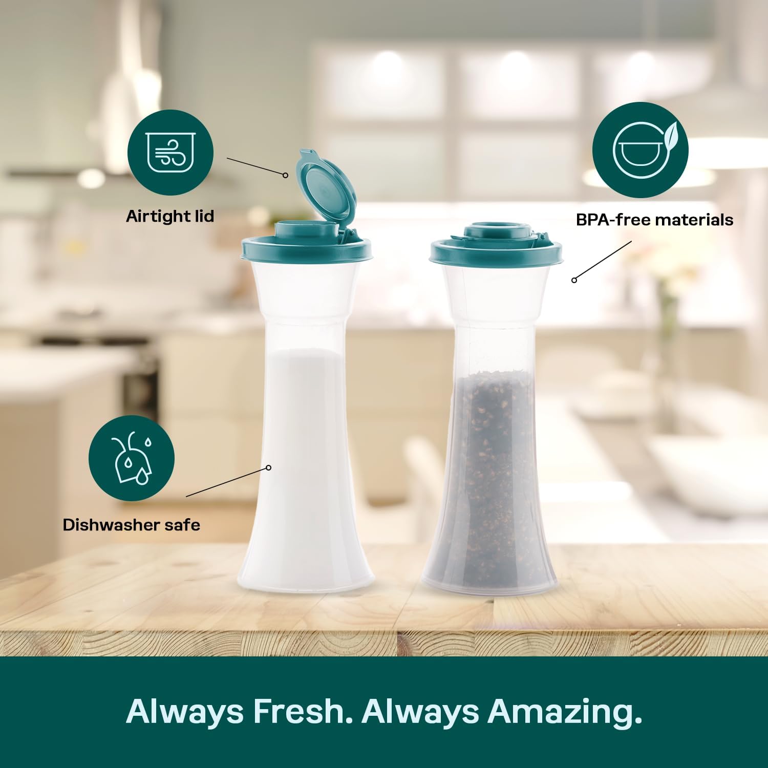 Tupperware Hourglass Salt Pepper Shaker Set 1