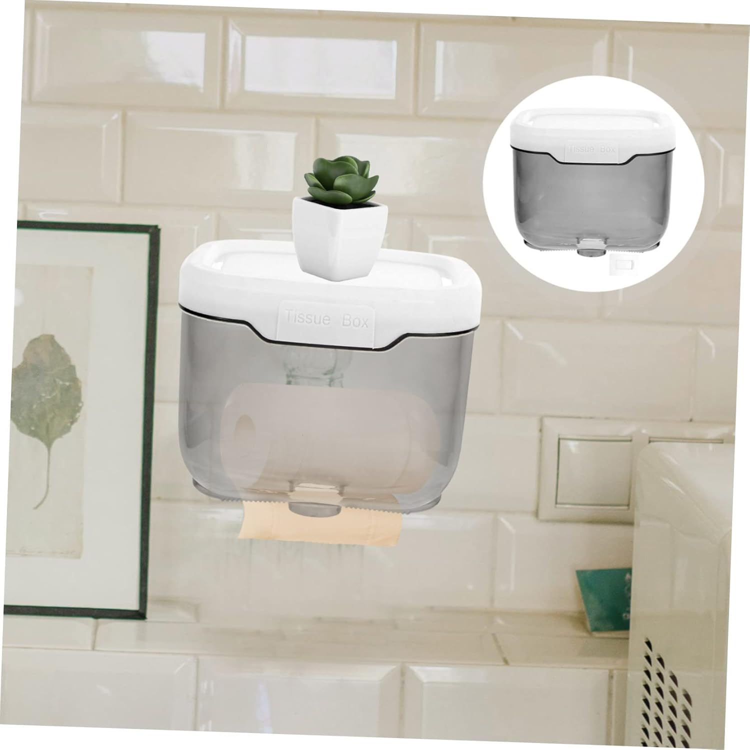 JECOMPRIS Toilet Paper Holder with Shelf Space-Saving Transparent Design