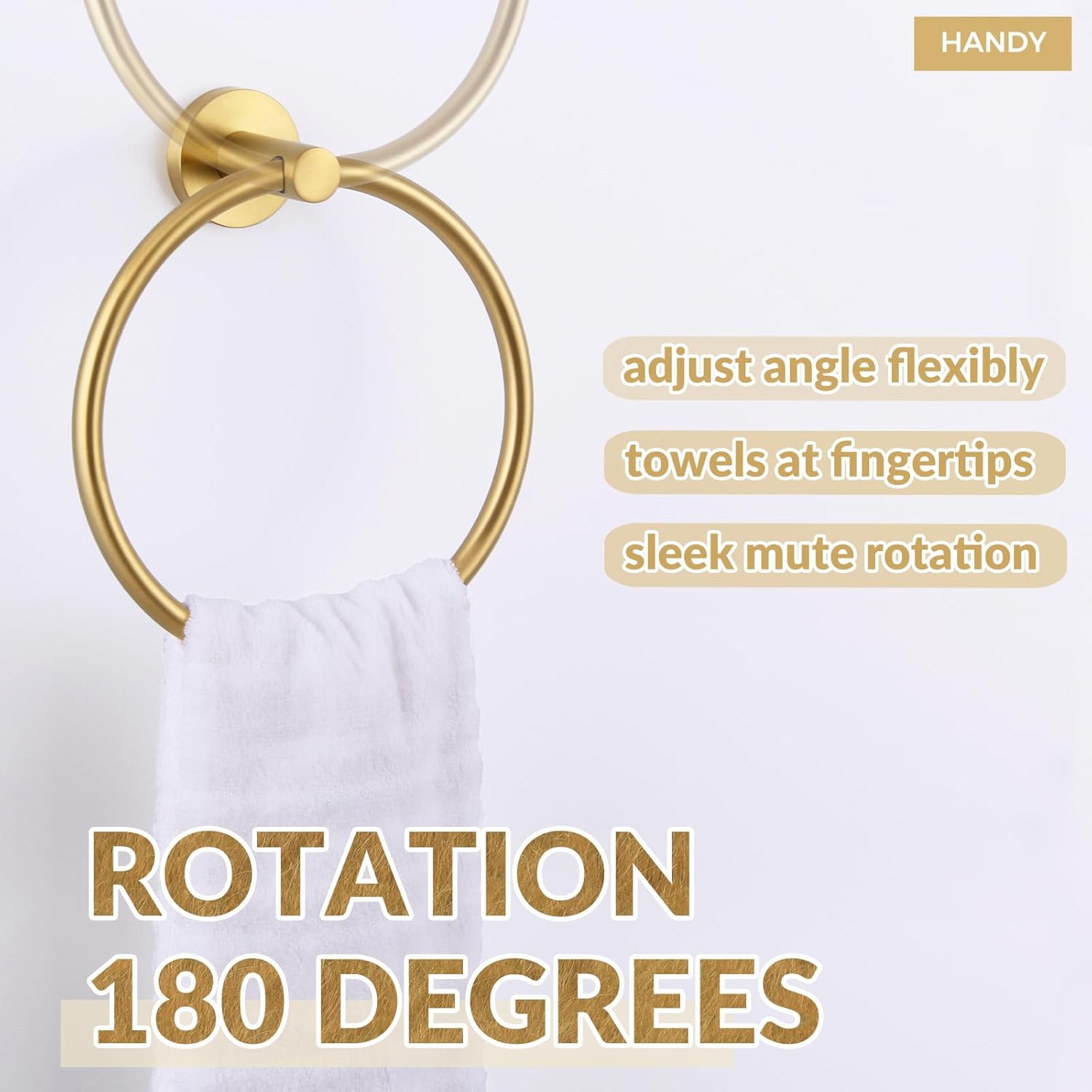 APLusee Brushed Gold Towel Ring for Bathroom Wall 1