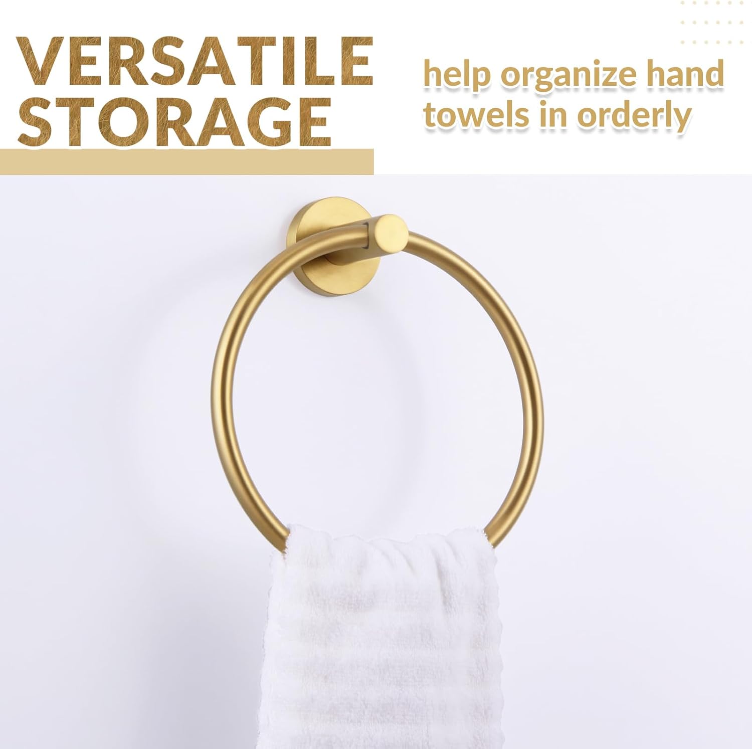 APLusee Brushed Gold Towel Ring for Bathroom Wall 1