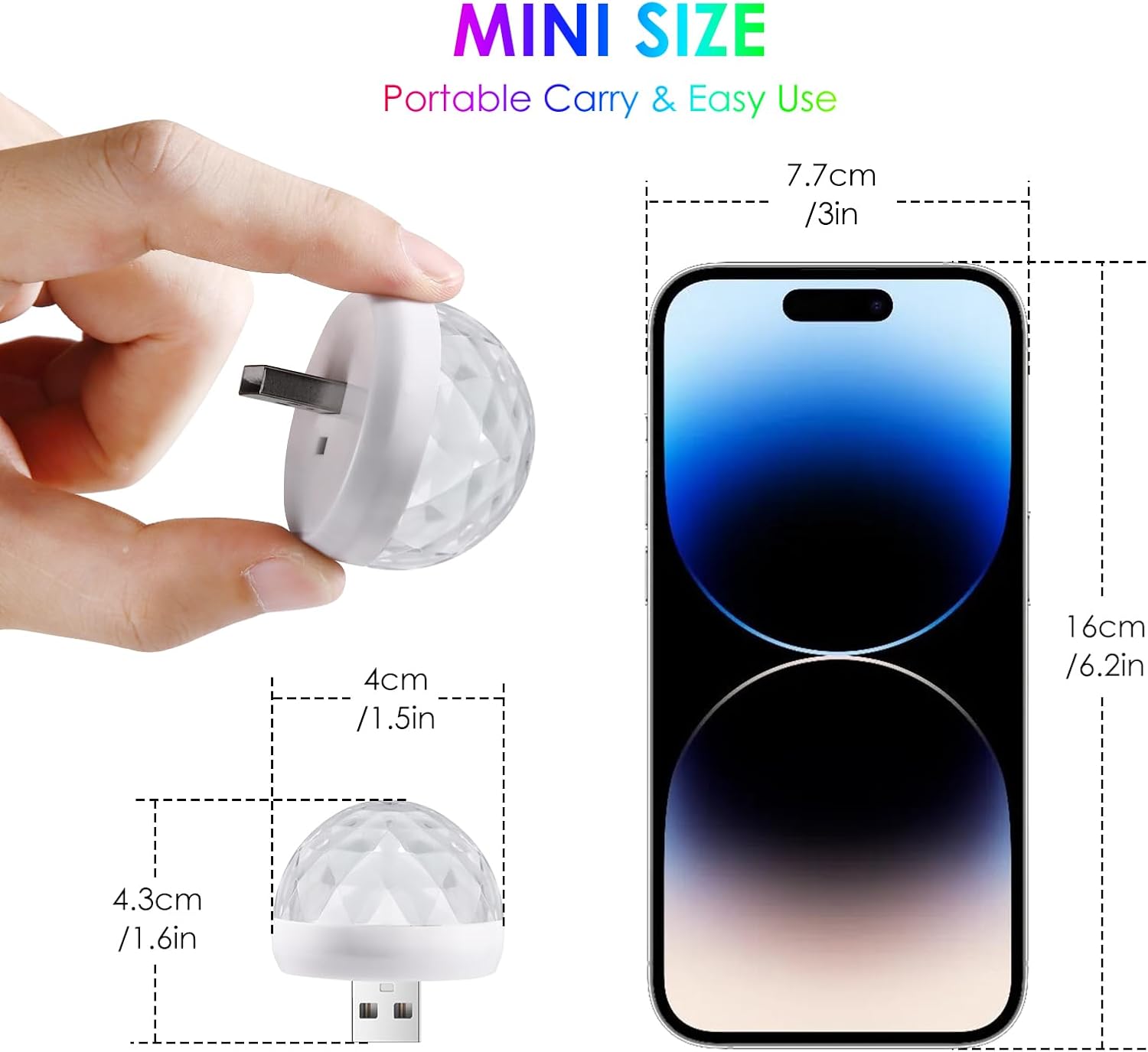 Orlabno USB Mini Disco Ball Light for Kids