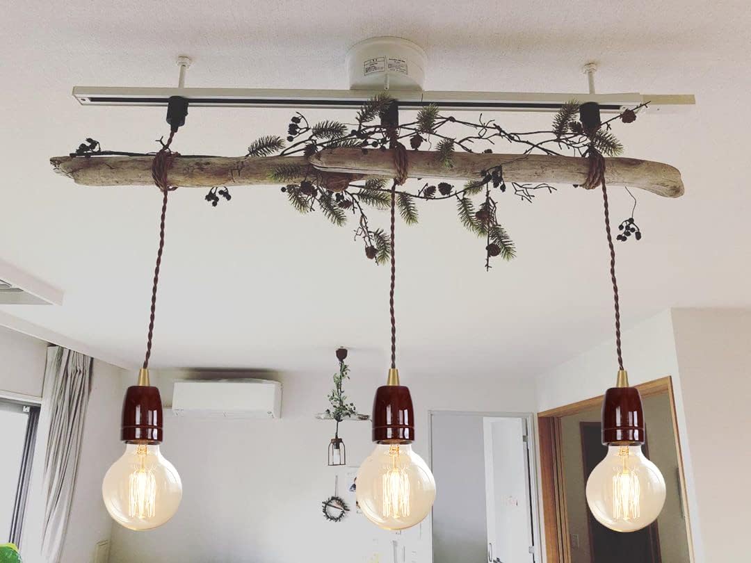 Brown Ceramic J Track Pendant Light Set of Three