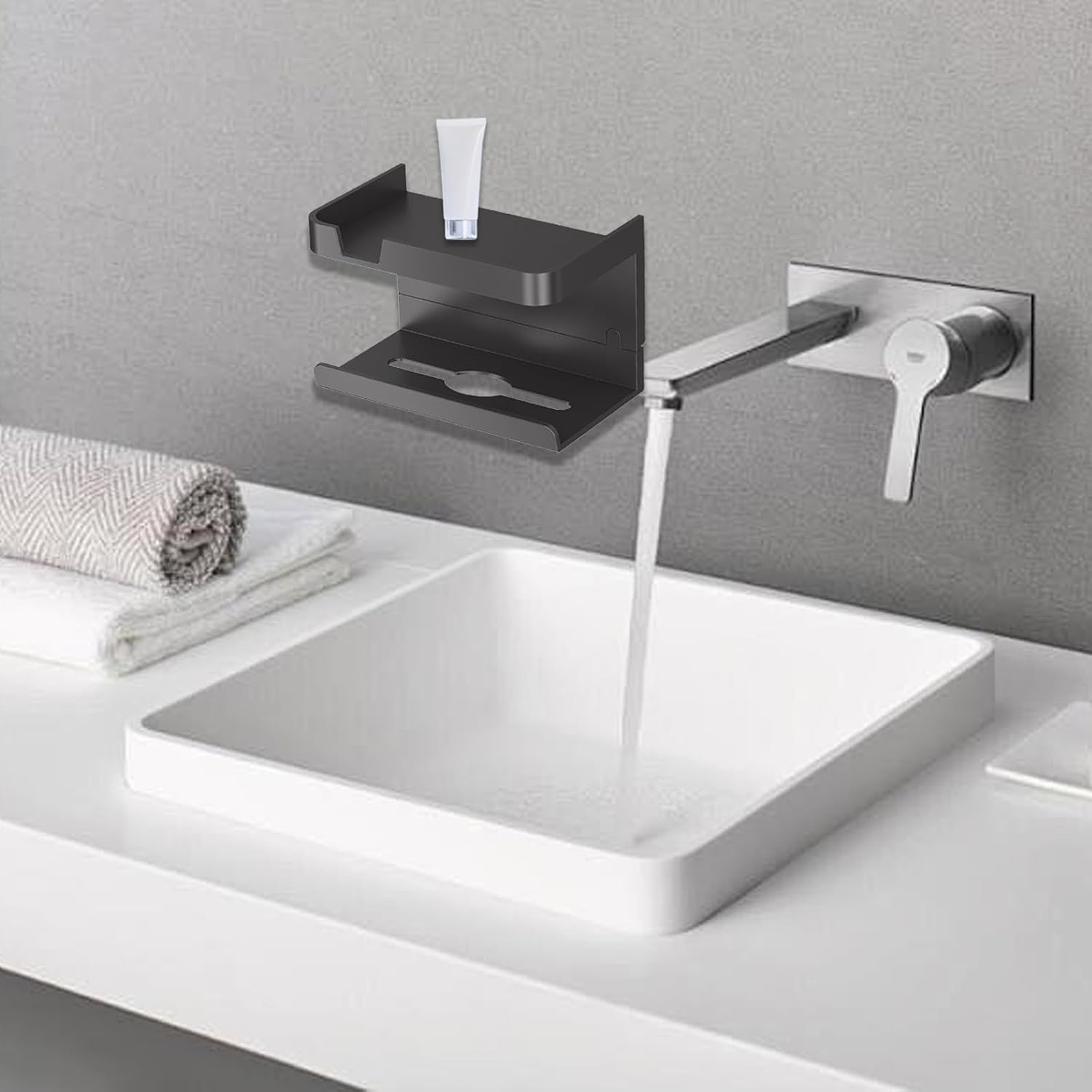 Wall Mounted Toilet Paper Holder with Shelf and Storage