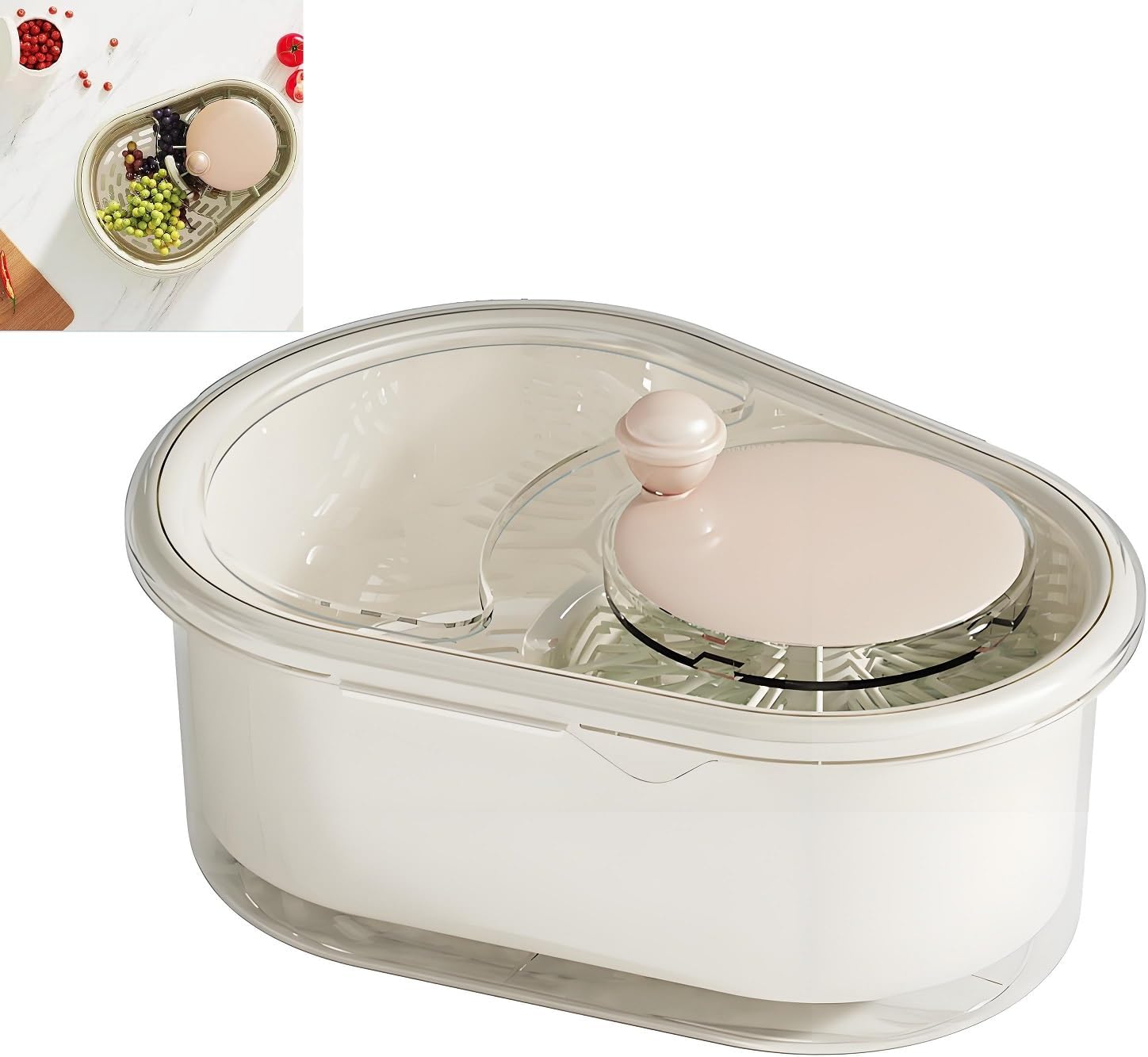 Fruit Cleaner Spinner with Brush and Lid