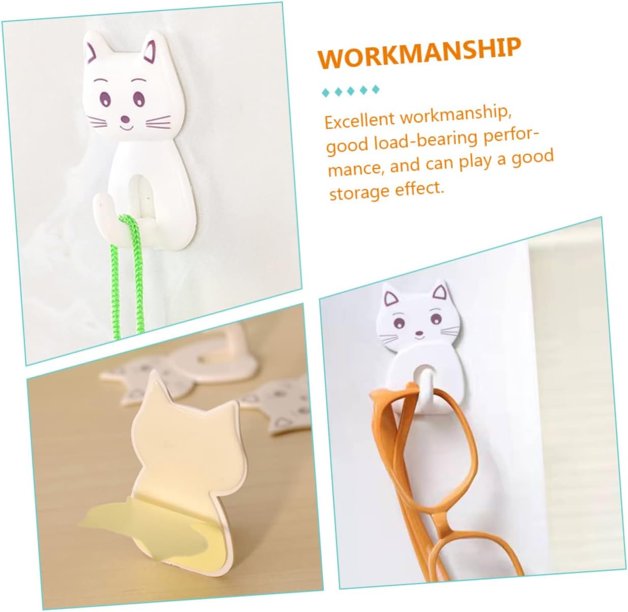 9pcs Cat Shaped Towel Hooks for Bathroom Storage 1
