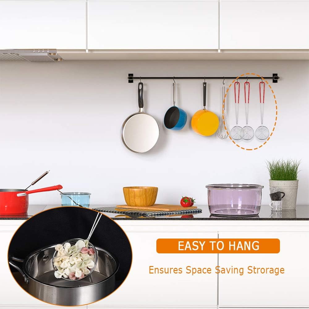 Heqishun 8-Piece Stainless Steel Skimmer Colander with Long Handle