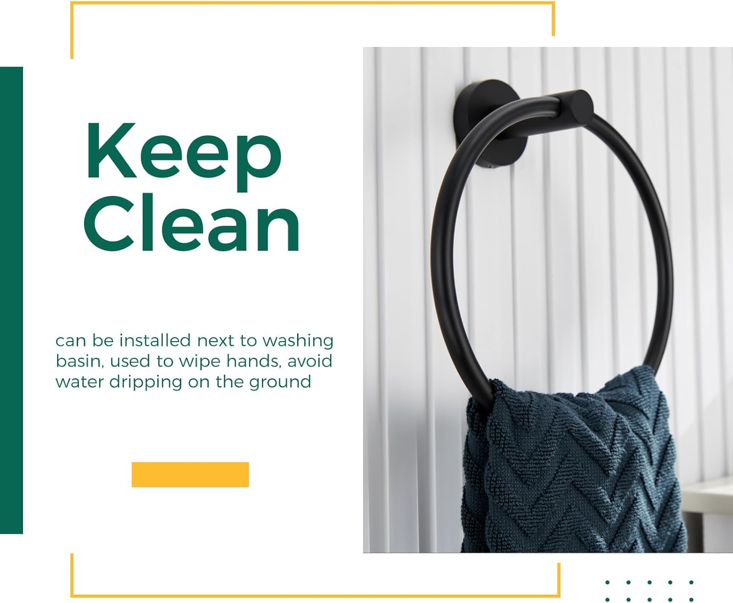 Aomasi Matte Black Towel Ring Durable Stainless Steel Swivel Bath Towel Holder