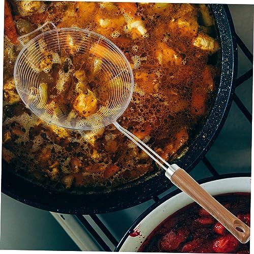 DECHOUS 304 Stainless Steel Mesh Colander with Wooden Handle