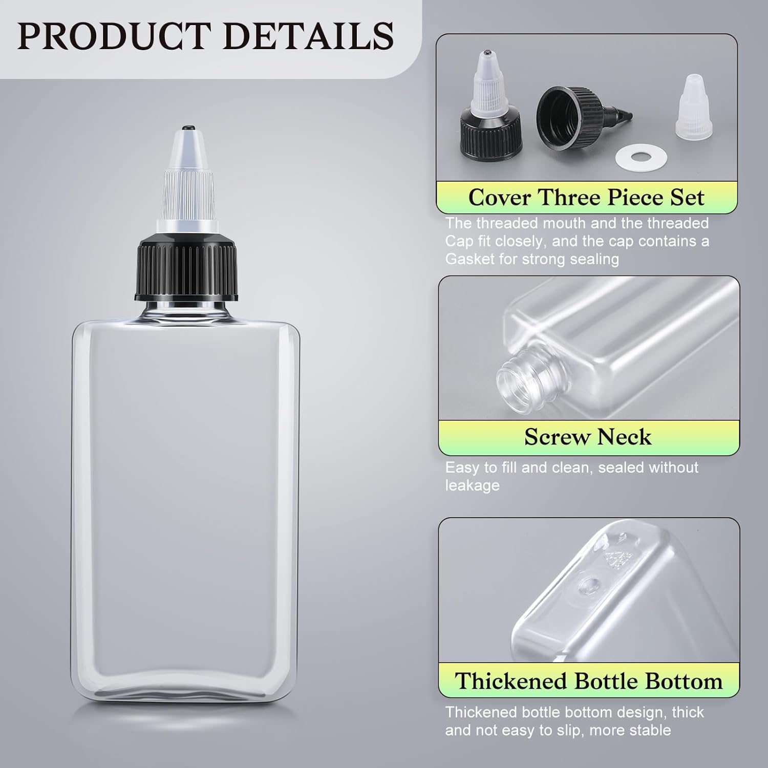 Yaomiao 50 Pcs 34 Oz Clear Oil Squeeze Bottles with Twist Top